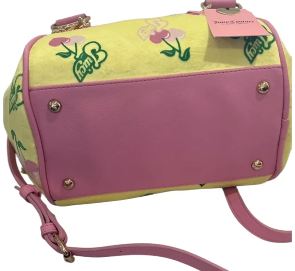 Juicy Couture Yellow Bowler Satchel with Pink Cherries - Picture 4 of 5